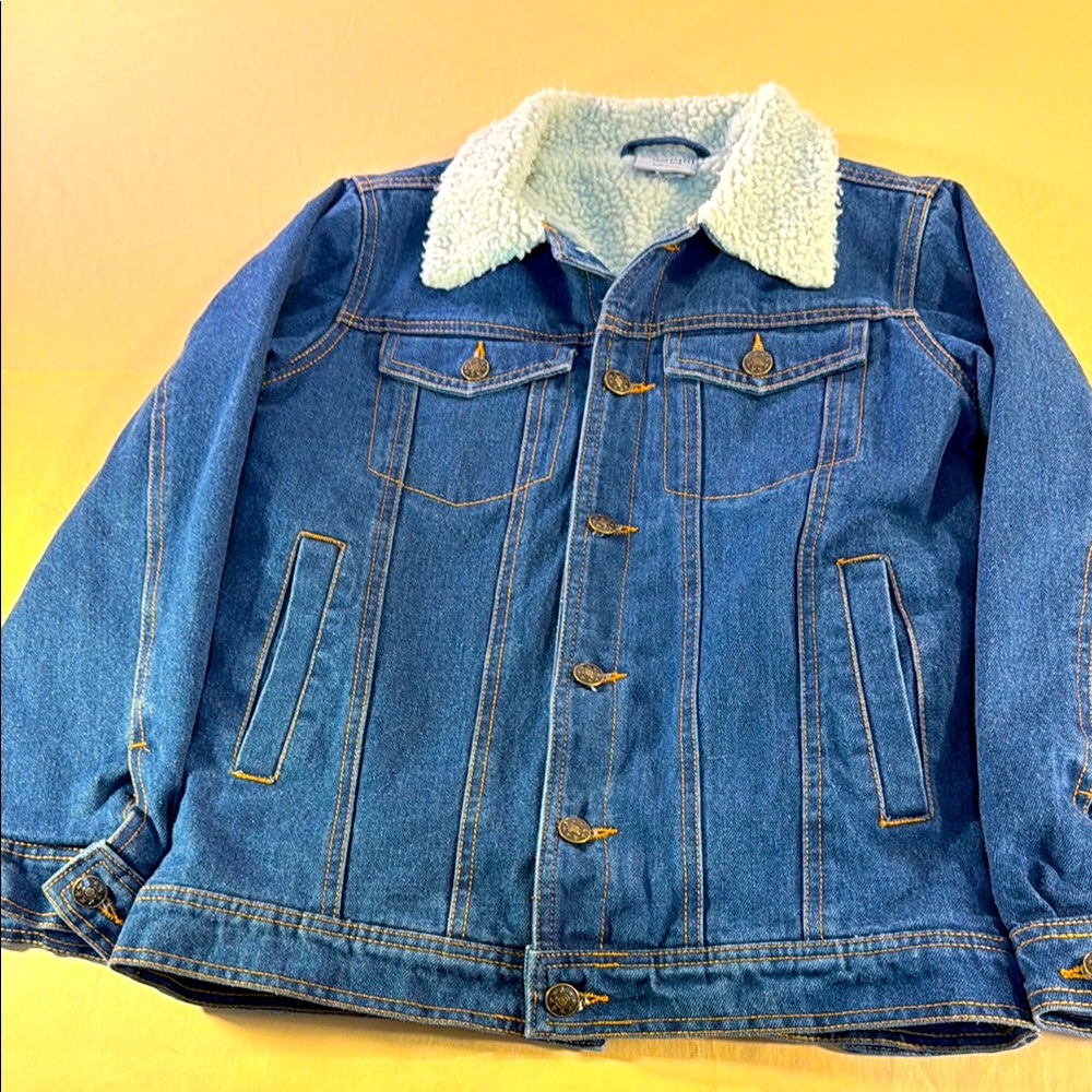 Bocini denim jacket, youth boys size large 10 to 12 Sherpa- Lined